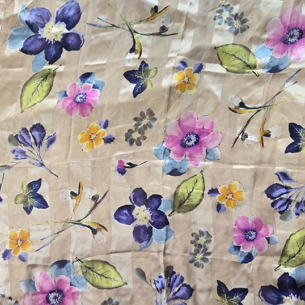 Silk Echo Floral Print Scarf Lightweight Soft‎